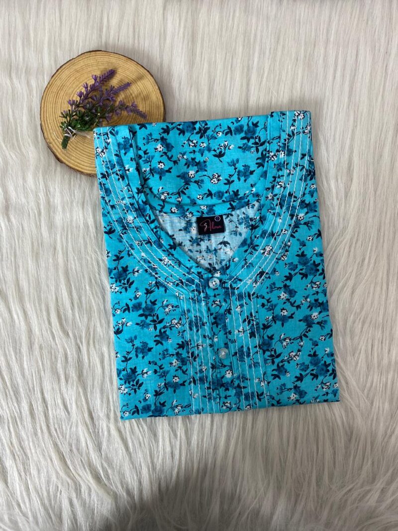 Pure Cotton Neck Thread Work Nighty