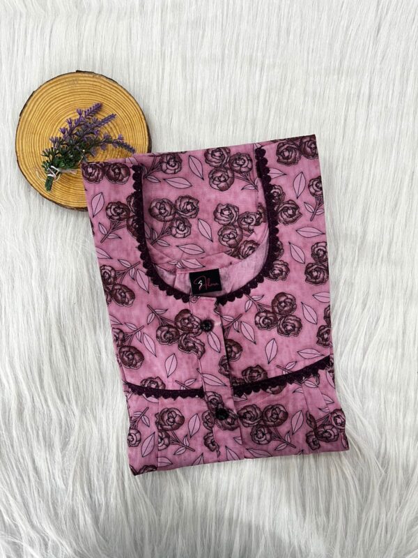 PURE COTTON DOUBLE LACE WITH OPENABLE BUTTON NIGHTY