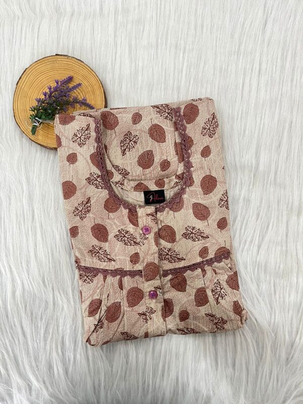 PURE COTTON DOUBLE LACE WITH OPENABLE BUTTON NIGHTY