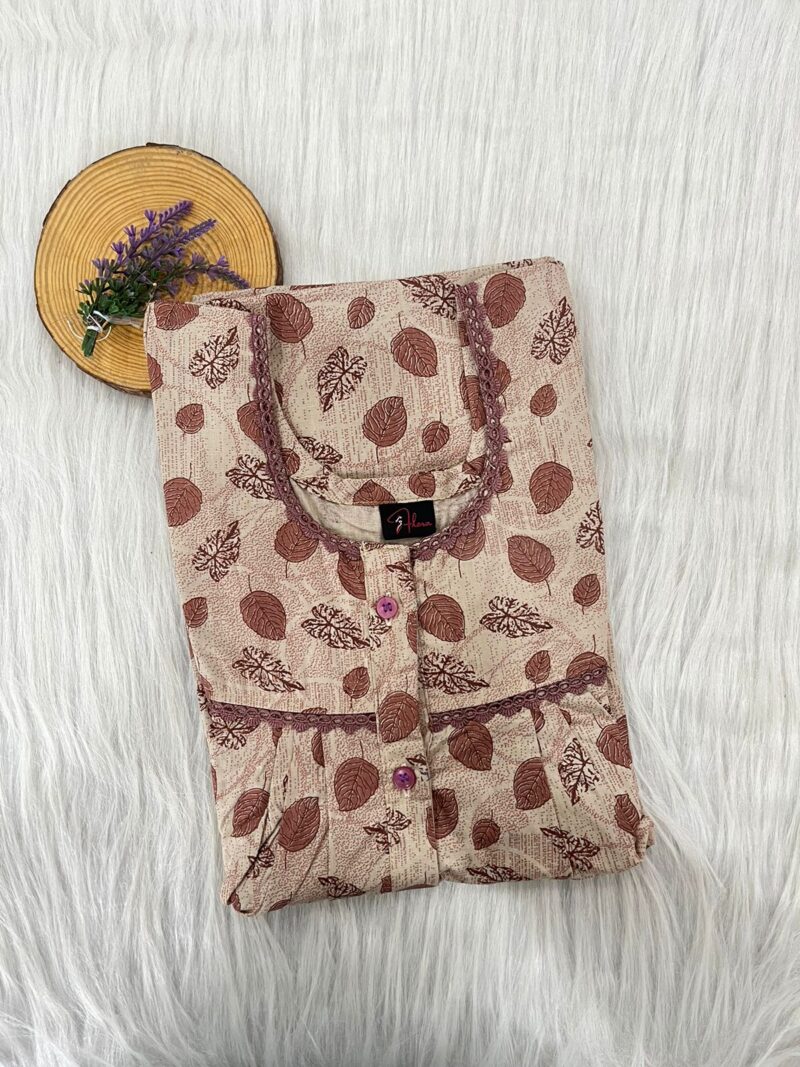 PURE COTTON DOUBLE LACE WITH OPENABLE BUTTON NIGHTY