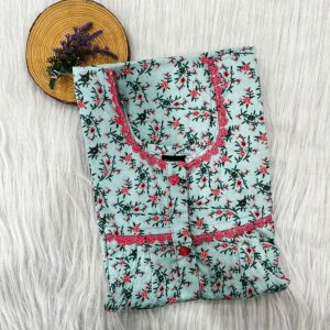 PURE COTTON DOUBLE LACE WITH OPENABLE BUTTON NIGHTY