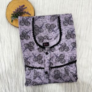 PURE COTTON DOUBLE LACE WITH OPENABLE BUTTON NIGHTY