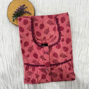 PURE COTTON DOUBLE LACE WITH OPENABLE BUTTON NIGHTY