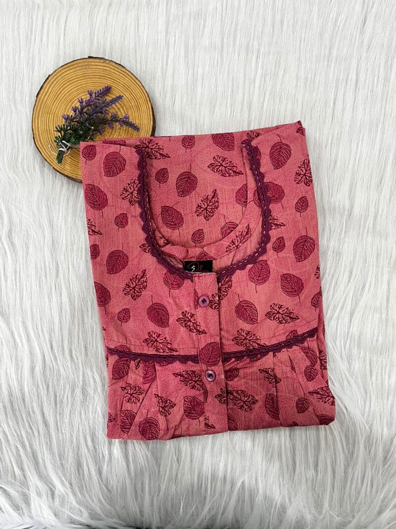 PURE COTTON DOUBLE LACE WITH OPENABLE BUTTON NIGHTY