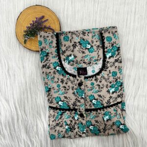 PURE COTTON DOUBLE LACE WITH OPENABLE BUTTON NIGHTY