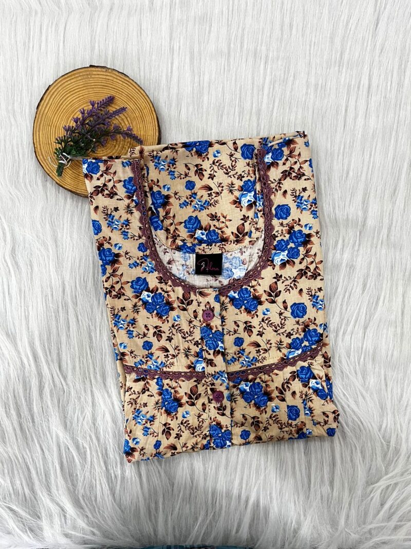 PURE COTTON DOUBLE LACE WITH OPENABLE BUTTON NIGHTY