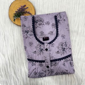 PURE COTTON DOUBLE LACE WITH OPENABLE BUTTON NIGHTY