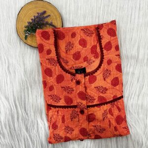 PURE COTTON DOUBLE LACE WITH OPENABLE BUTTON NIGHTY