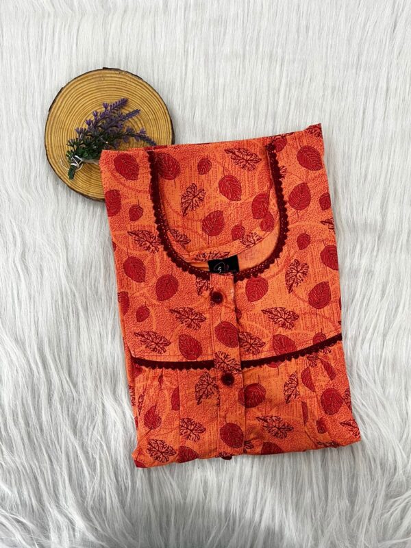 PURE COTTON DOUBLE LACE WITH OPENABLE BUTTON NIGHTY