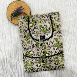 PURE COTTON DOUBLE LACE WITH OPENABLE BUTTON NIGHTY