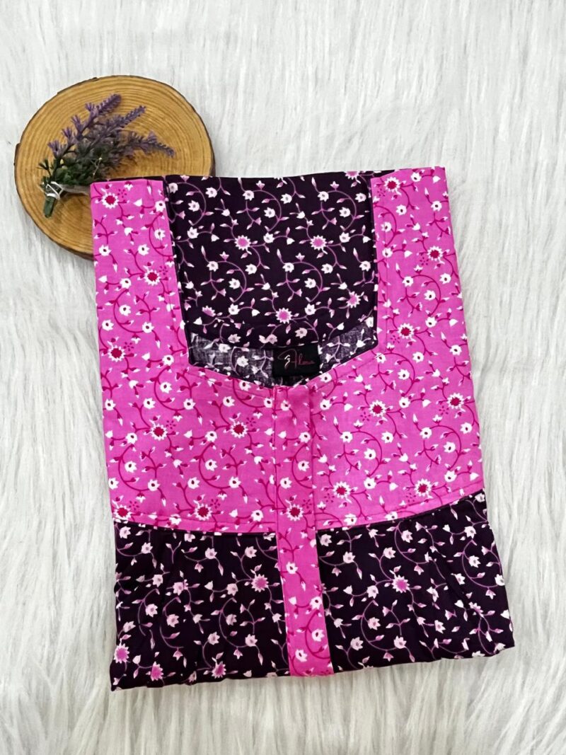 Cotton Feeding Nighty With Two Side Vertical Zip and Single Centre Zip