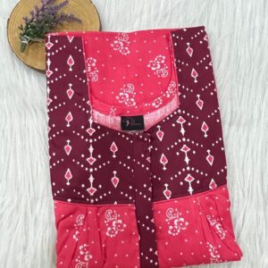 Cotton Feeding Nighty With Two Side Vertical Zip and Single Centre Zip