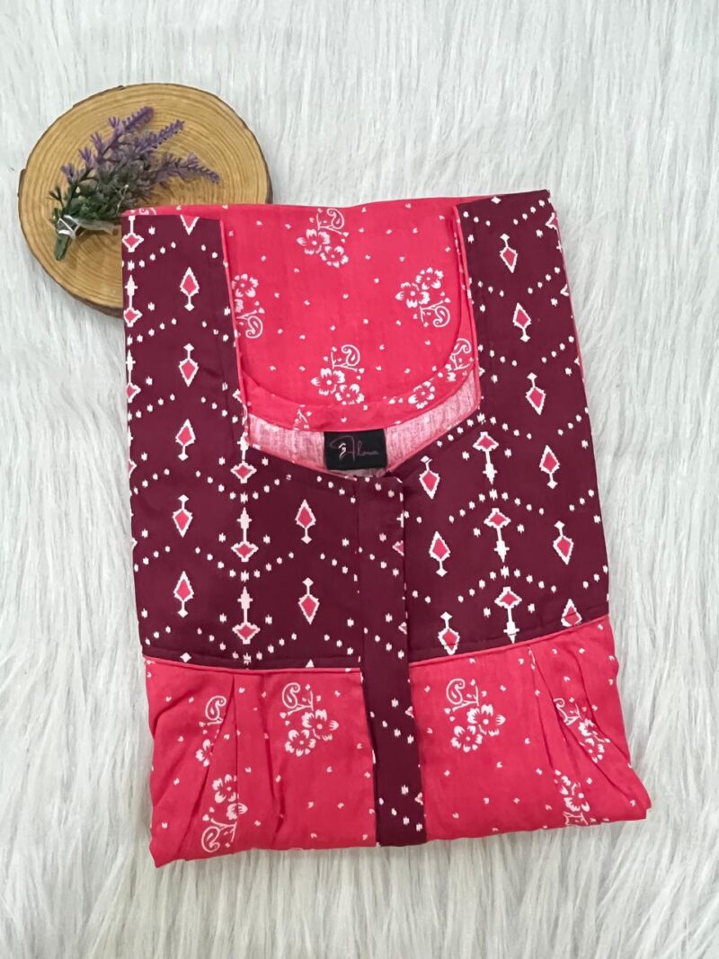 Cotton Feeding Nighty With Two Side Vertical Zip and Single Centre Zip