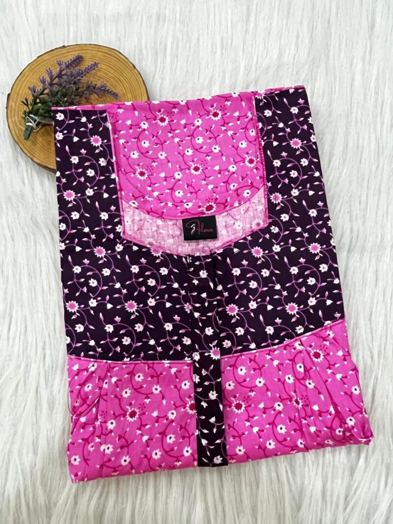 Cotton Feeding Nighty With Two Side Vertical Zip and Single Centre Zip