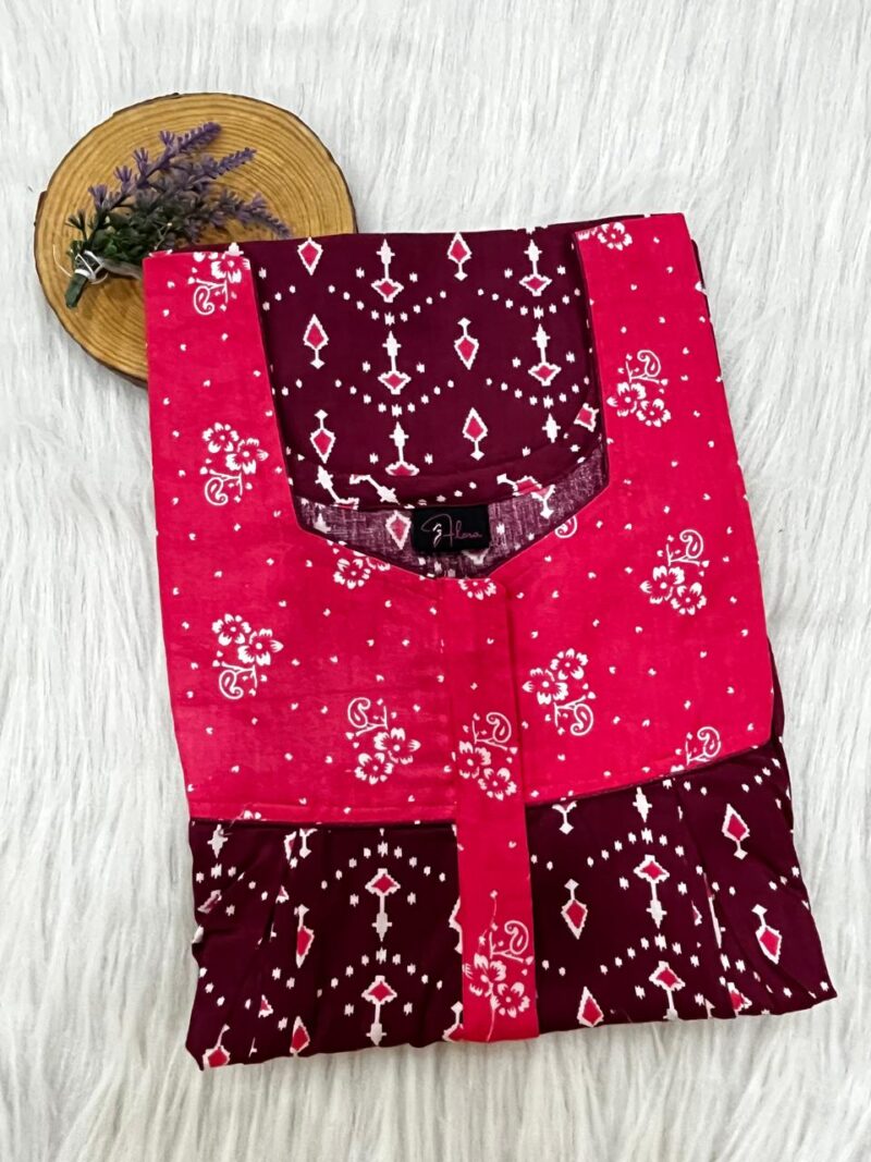 Cotton Feeding Nighty With Two Side Vertical Zip and Single Centre Zip