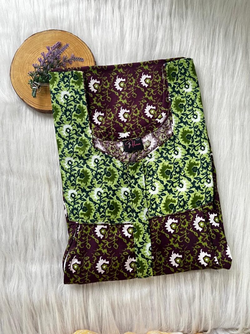 Cotton Feeding Nighty With Two Side Vertical Zip and Single Centre Zip