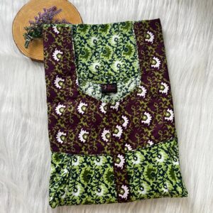 Cotton Feeding Nighty With Two Side Vertical Zip and Single Centre Zip