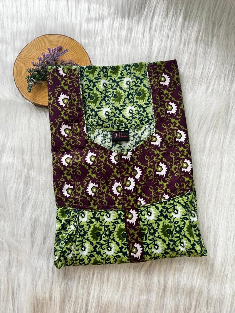 Cotton Feeding Nighty With Two Side Vertical Zip and Single Centre Zip