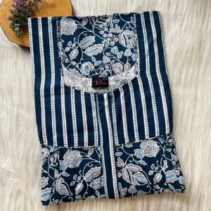 Cotton Feeding Nighty With Two Side Vertical Zip and Single Centre Zip