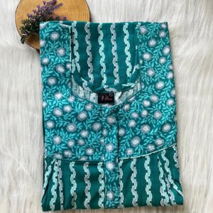 Cotton Feeding Nighty With Two Side Vertical Zip and Single Centre Zip