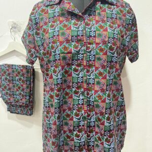 FULL OPEN BUTTON COTTON NIGHT DRESS