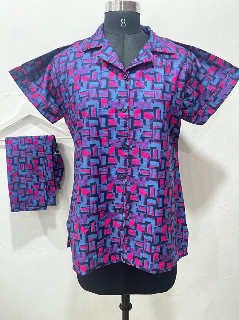 FULL OPEN BUTTON COTTON NIGHT DRESS