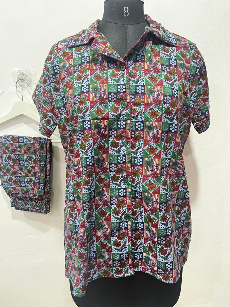 FULL OPEN BUTTON COTTON NIGHT DRESS