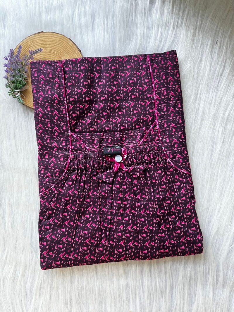 Plus Size Front Elastic Pleated Nighty