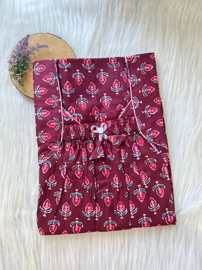 Front Elastic Pleated Nighty