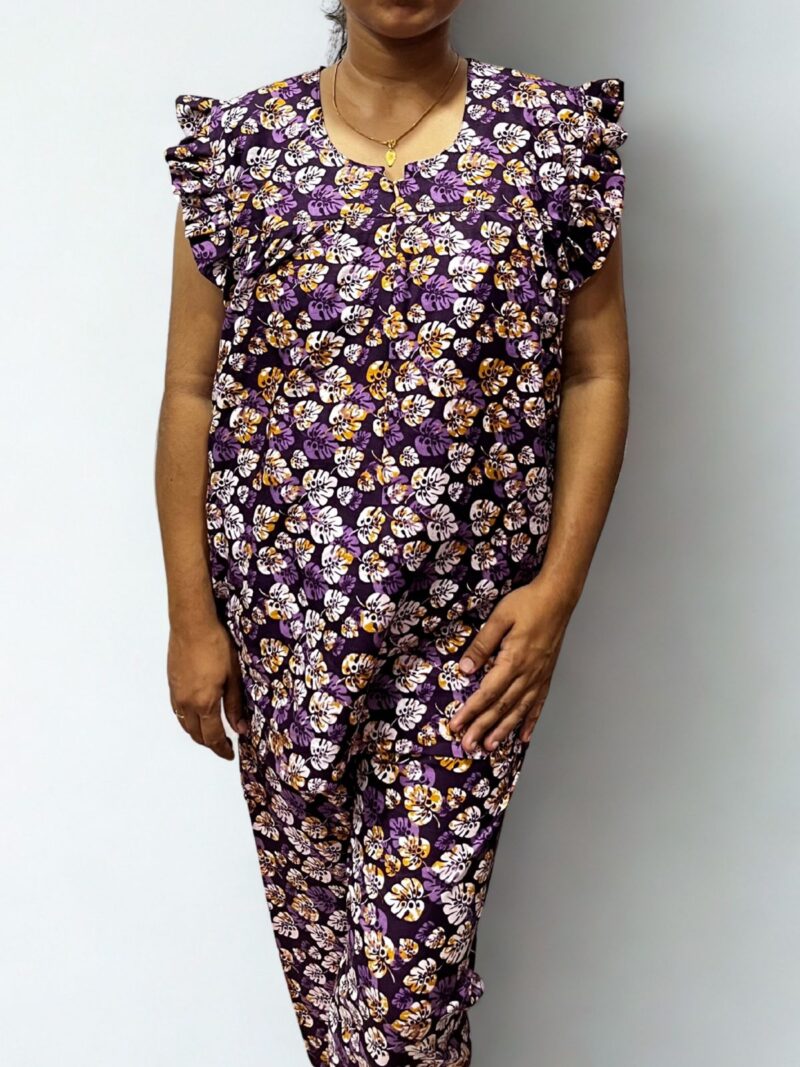 SINGLE CENTRE ZIP FEEDING NIGHT DRESS WITH PANT