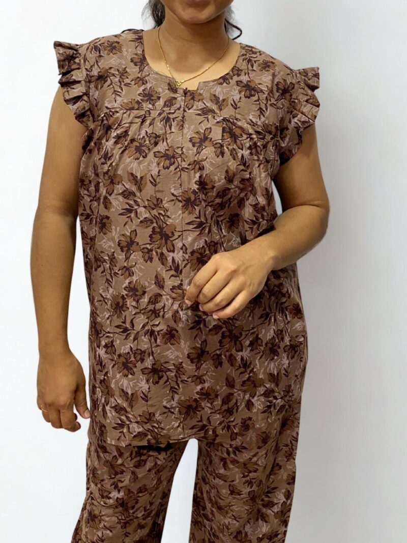 SINGLE CENTRE ZIP FEEDING NIGHT DRESS WITH PANT