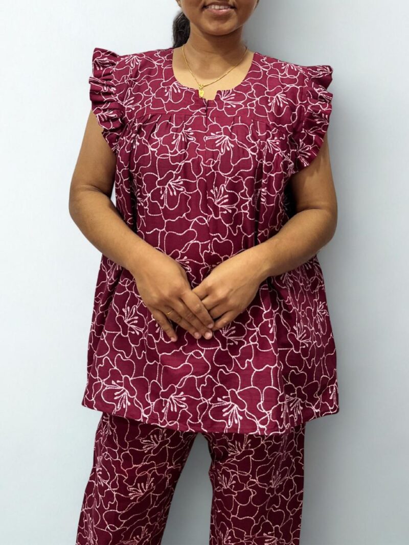 SINGLE CENTRE ZIP FEEDING NIGHT DRESS WITH PANT