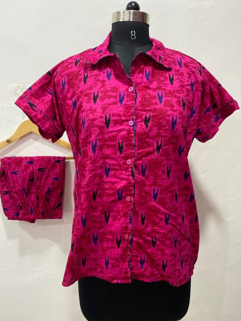 FULL OPEN BUTTON COTTON NIGHT DRESS