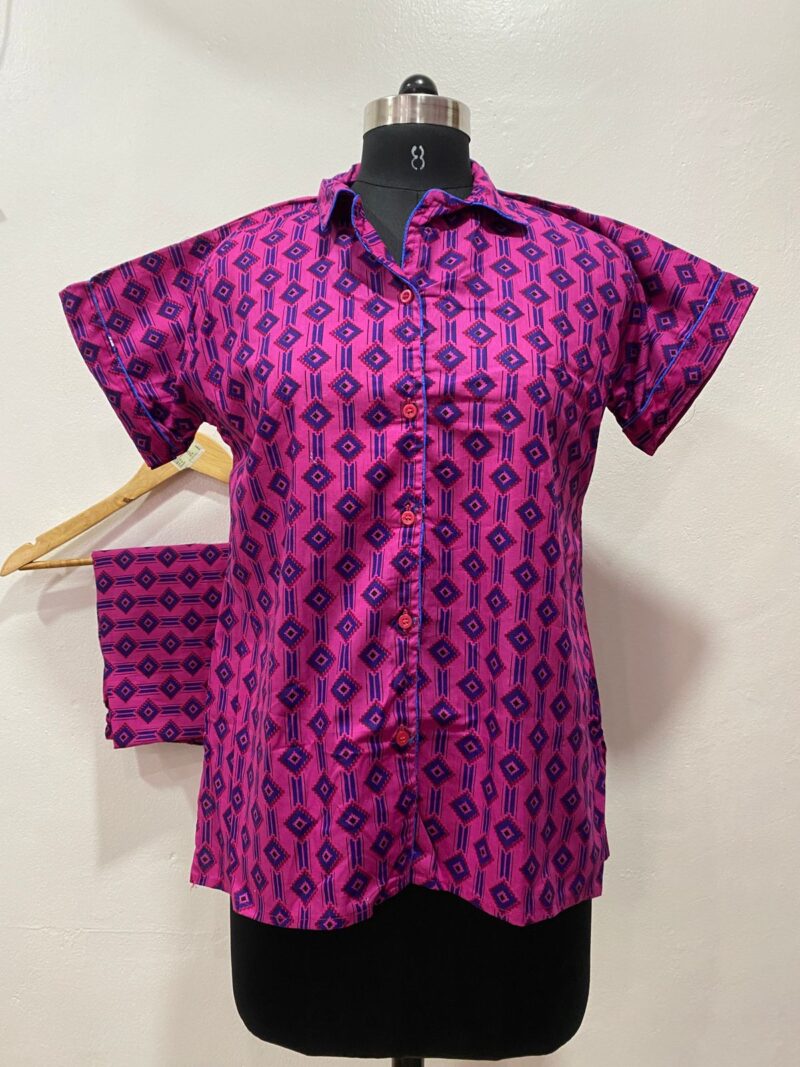 FULL OPEN BUTTON COTTON NIGHT DRESS