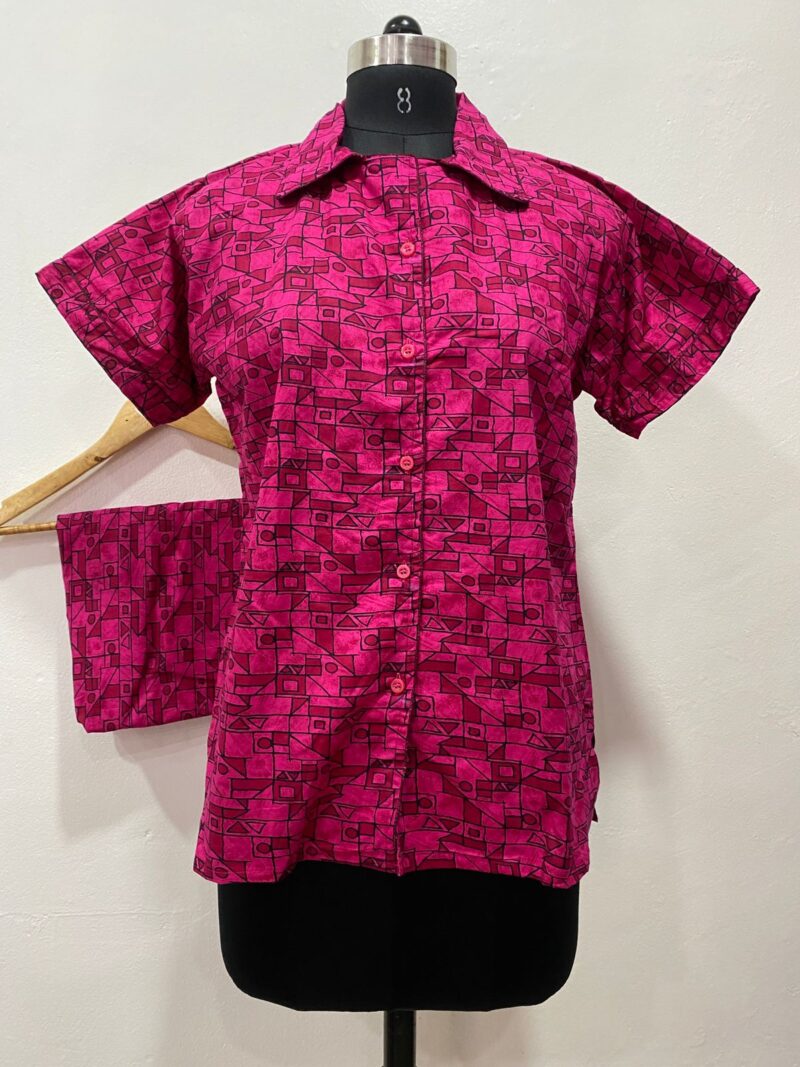 FULL OPEN BUTTON COTTON NIGHT DRESS