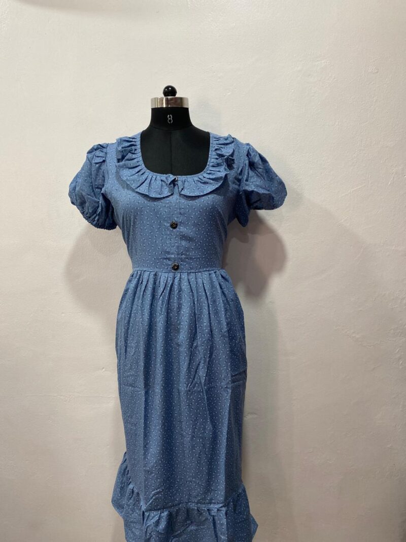 POLYESTER NON-FEEDING FROCK NIGHTY WITH PUFF SLEEVE AND SIDE POCKET