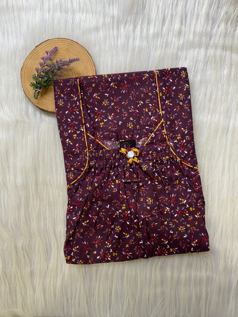 Front Elastic Pleated Nighty