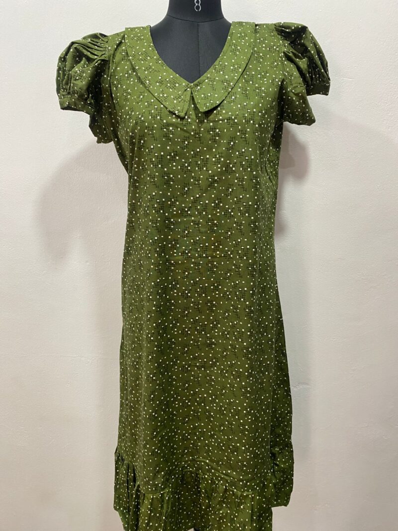 COTTON NON-FEEDING FROCK NIGHTY WITH PETER PAN COLLAR & PUFF SLEEVE