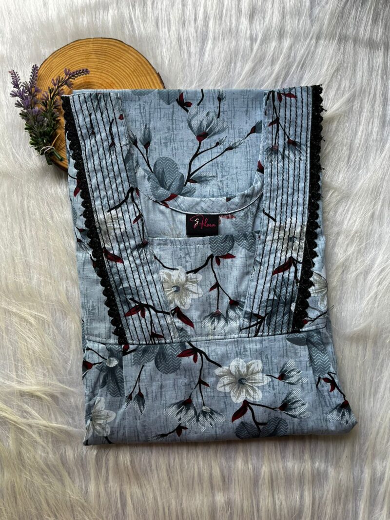 Pure Cotton V-Neck Pleated Nighty