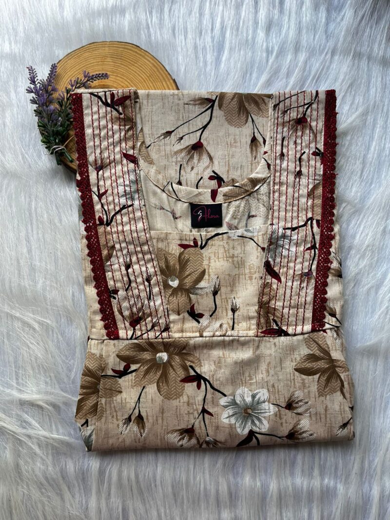 Pure Cotton V-Neck Pleated Nighty