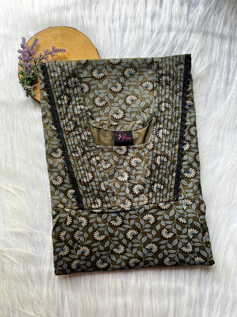 Pure Cotton V-Neck Pleated Nighty