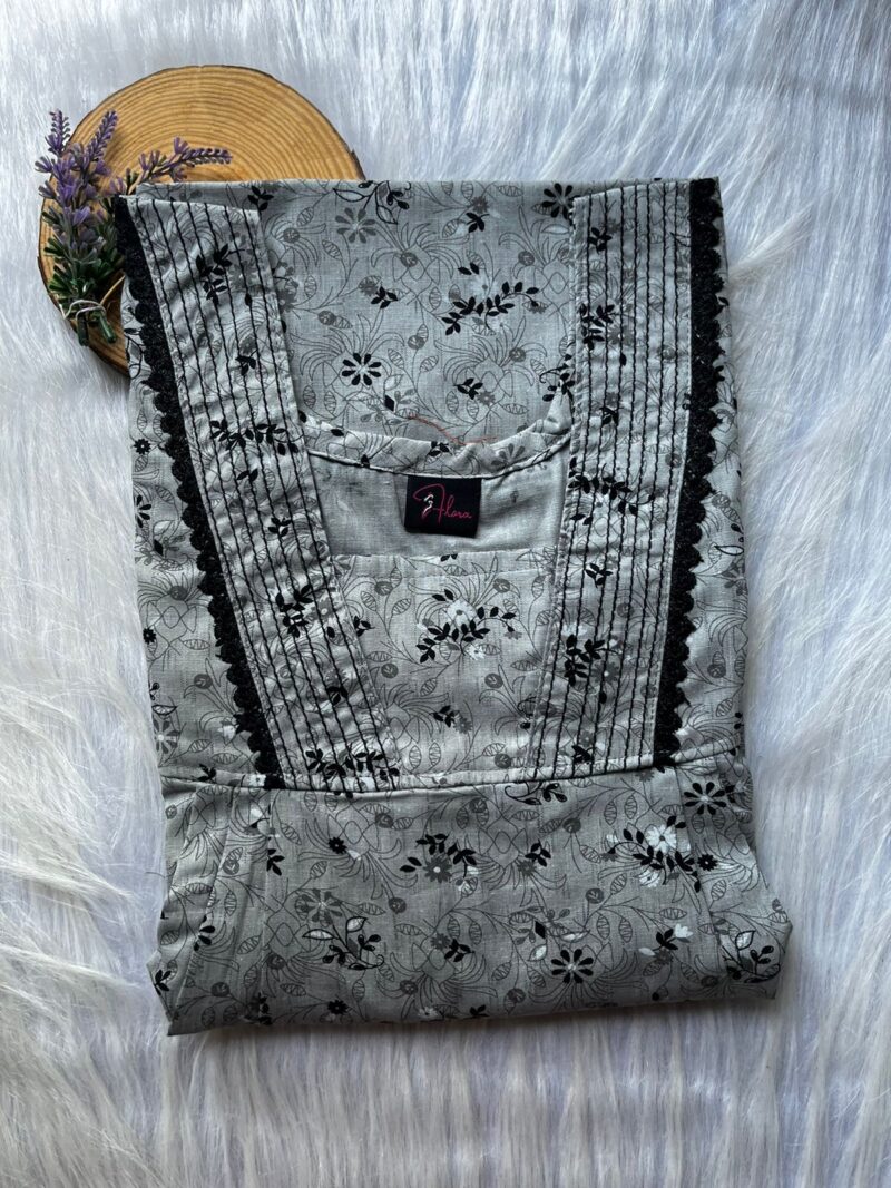 Pure Cotton V-Neck Pleated Nighty