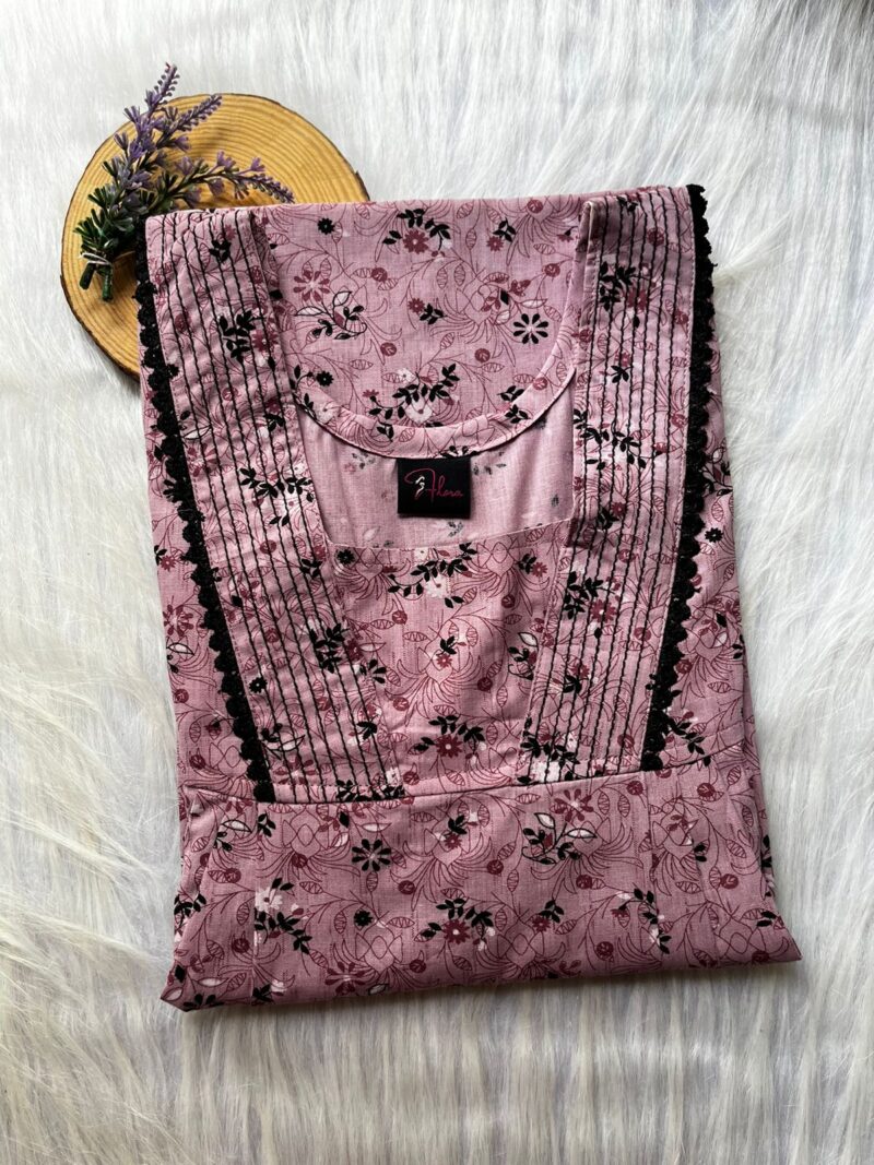 Pure Cotton V-Neck Pleated Nighty