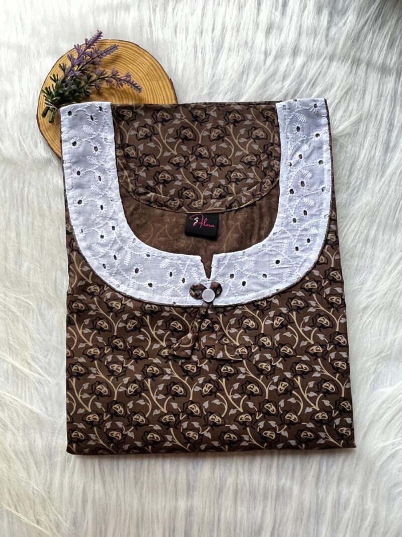 Pure Cotton Aqaba Round Neck Churidhar Cut Nighty