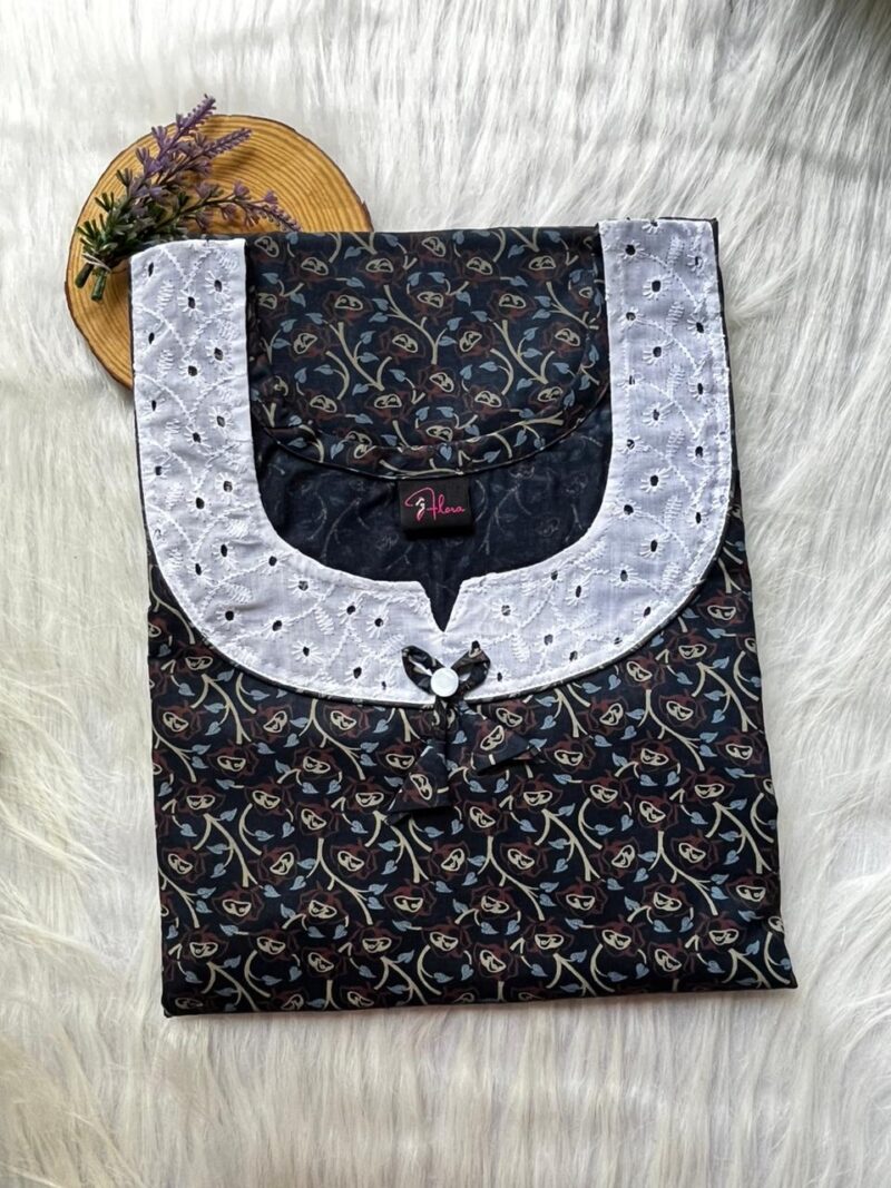 Pure Cotton Aqaba Round Neck Churidhar Cut Nighty