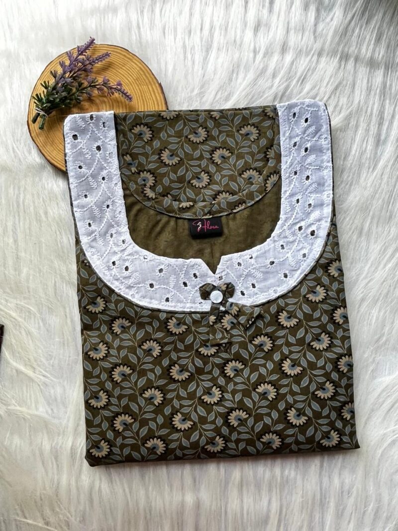 Pure Cotton Aqaba Round Neck Churidhar Cut Nighty