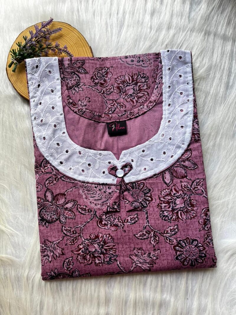 Pure Cotton Aqaba Round Neck Churidhar Cut Nighty