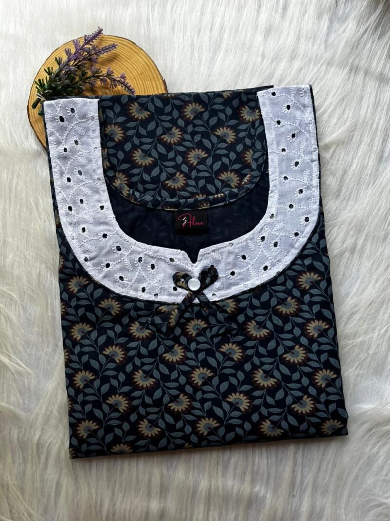 Pure Cotton Aqaba Round Neck Churidhar Cut Nighty