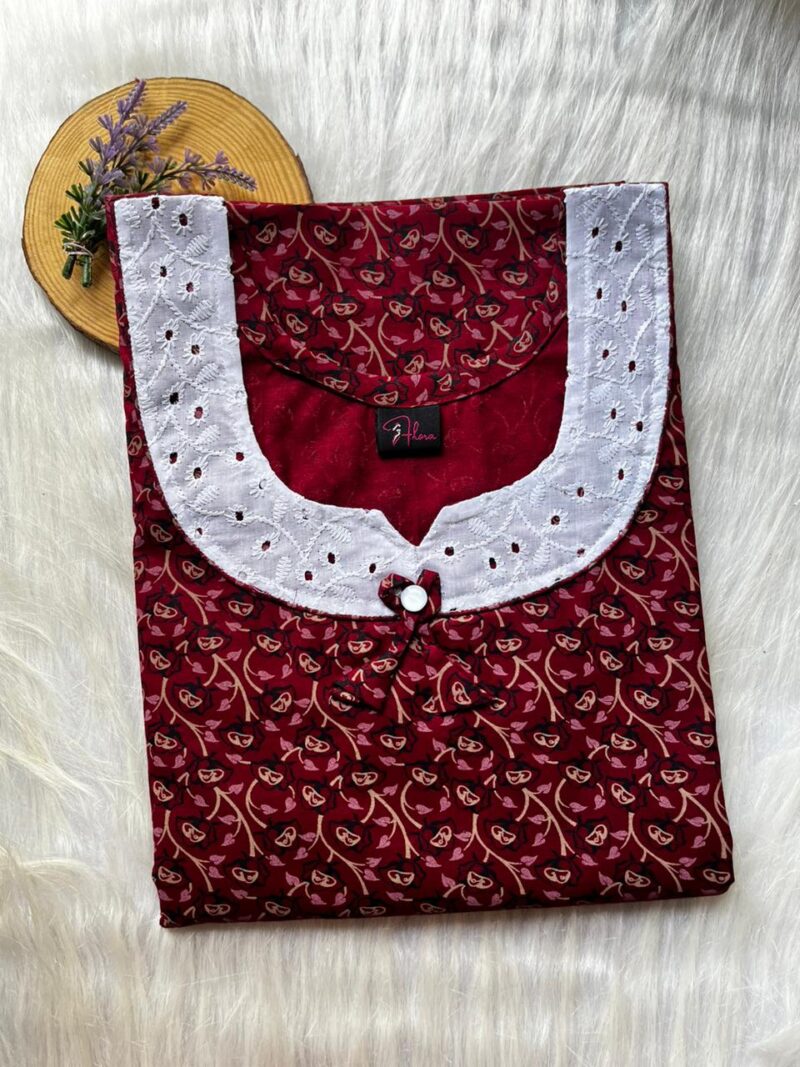 Pure Cotton Aqaba Round Neck Churidhar Cut Nighty