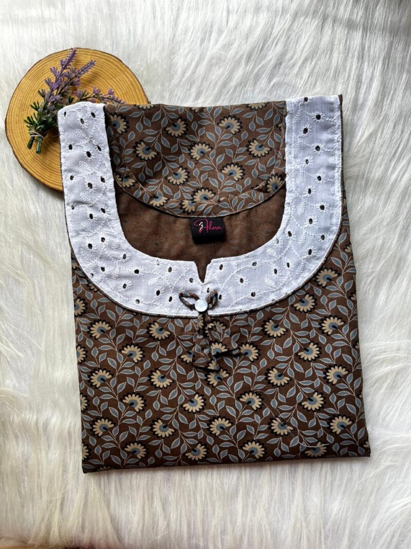 Pure Cotton Aqaba Round Neck Churidhar Cut Nighty